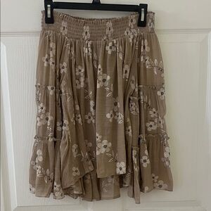 Umgee Floral Tan Off The Shoulder Blouse